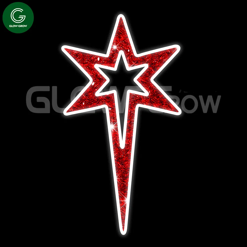 Factory 120X66cm Christmas Red LED North Star Motif Rope Light for Xmas Easter House Shopping Center Tree Decoration