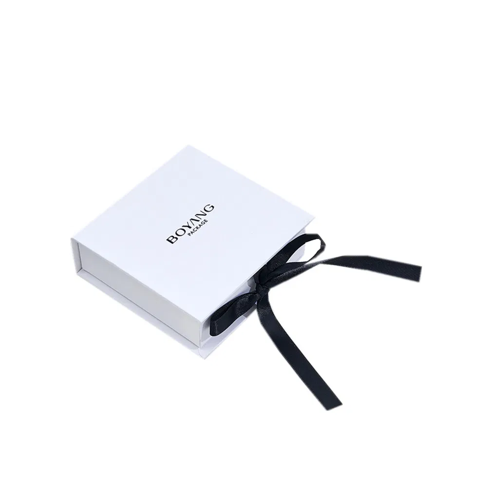 Custom Logo Cardboard Jewelry Gift Box Necklace Drawing Box Package Slide Drawer Paper Box with Black Foam for Jewelry Packaging