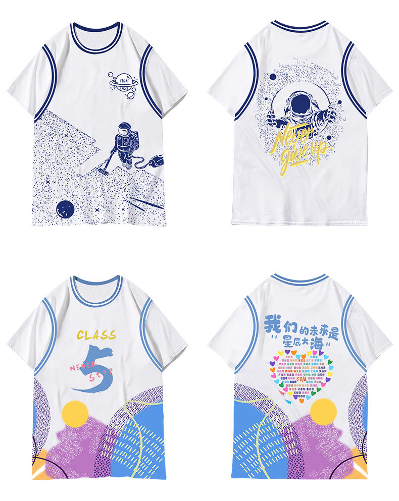 Wholesale Custom Full Body Sublimation Printed T Shirt Colorful Design Patterns Quick Dry for Team Events