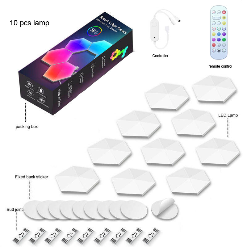Tuya WiFi Remote Control Smart DIY RGB Rgbic Dream Color Honeycomb Smart Panel Modular Hexagonal Wall LED Lamp Light