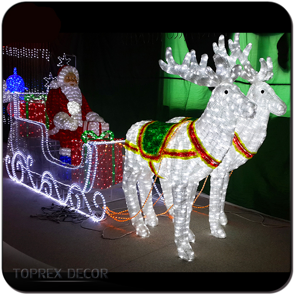Toprex Outdoor Navidad Rooftop Silhouette Reindeer Sleigh with LED Lights