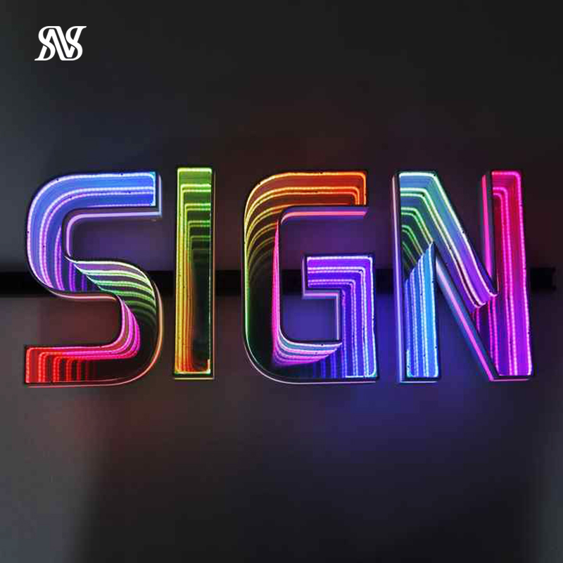 3D Neon Light Christmas LED Infinity Mirror Sign for Festival Courtyard Decor