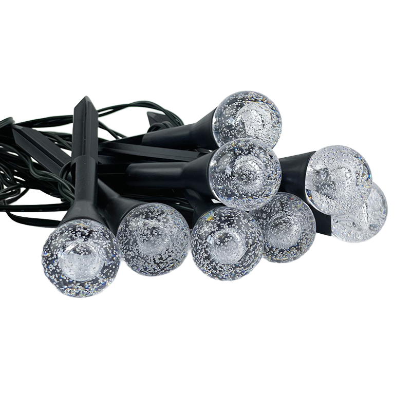 LED Globe Path Lights Outdoor, 20-Light String Fairy Lights with Stakes, Waterproof Bubble Glass Landscape Lighting for Garden Patio Christmas Decor