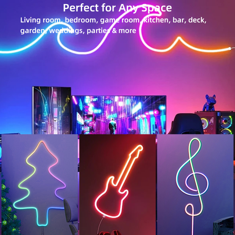 OEM ODM Waterproof Neon LED Strip Light RGB &nbsp;RGBIC Pixel Multicolor Smart Neon Light Flexible 6*13mm Music Sync App Control for Party Decor