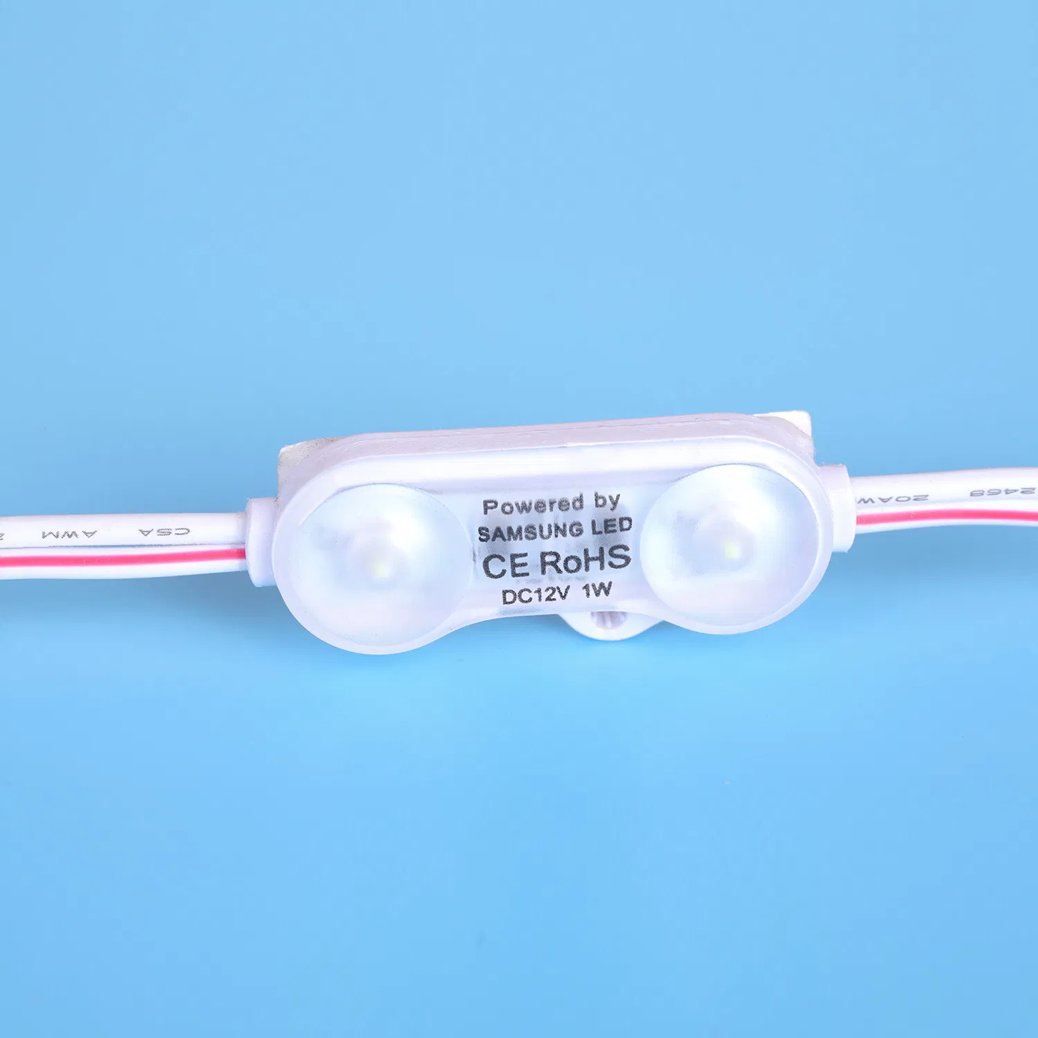 3meter 45*10mm White Light 5years Warranty IP68 1watt Low Voltage DC12V 2LEDs Waterproof with Lens Advertising Sign SMD 2835 LED Module