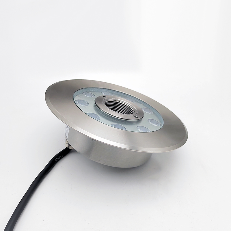 24V DMX Submersible IP68 Waterproof Landscape Recessed Ring LED Fountain Nozzle Light Dimmable Stainless Steel Laminar Effect