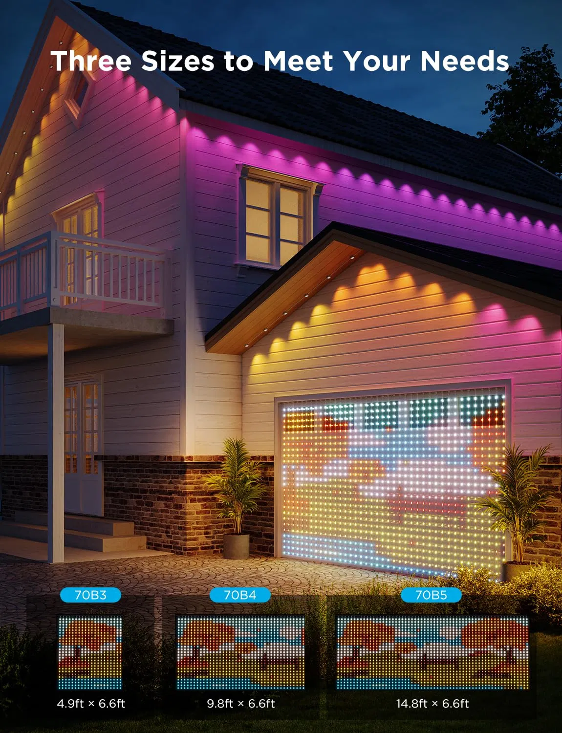 Smart Rgbic Curtain Lights 14.8×6.6FT 1560 LED, IP65 Waterproof DIY GIF Aigc Dynamic Holiday New Year Decor