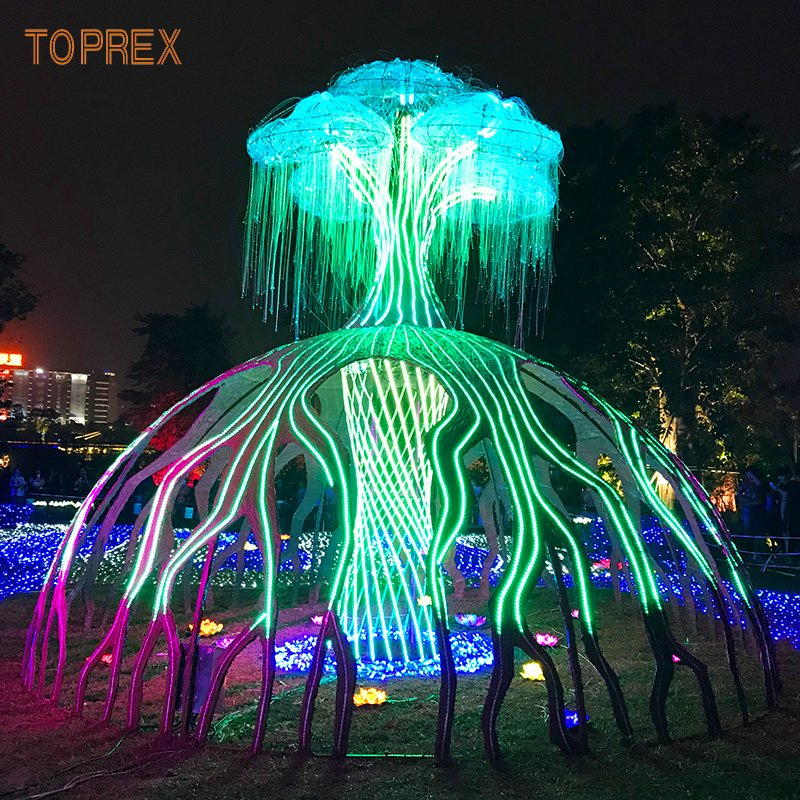 Toprex Festival String Lights 3D Fiber Optic LED Tree Shape Park Outdoor Motif Light