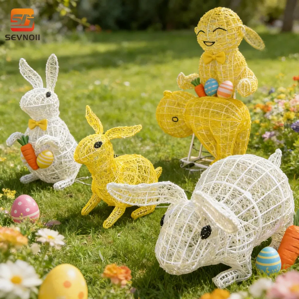 Wholesale Custom IP65 Rabbit Motif LED Lights Weather-Resistant Garden Decor for Easter