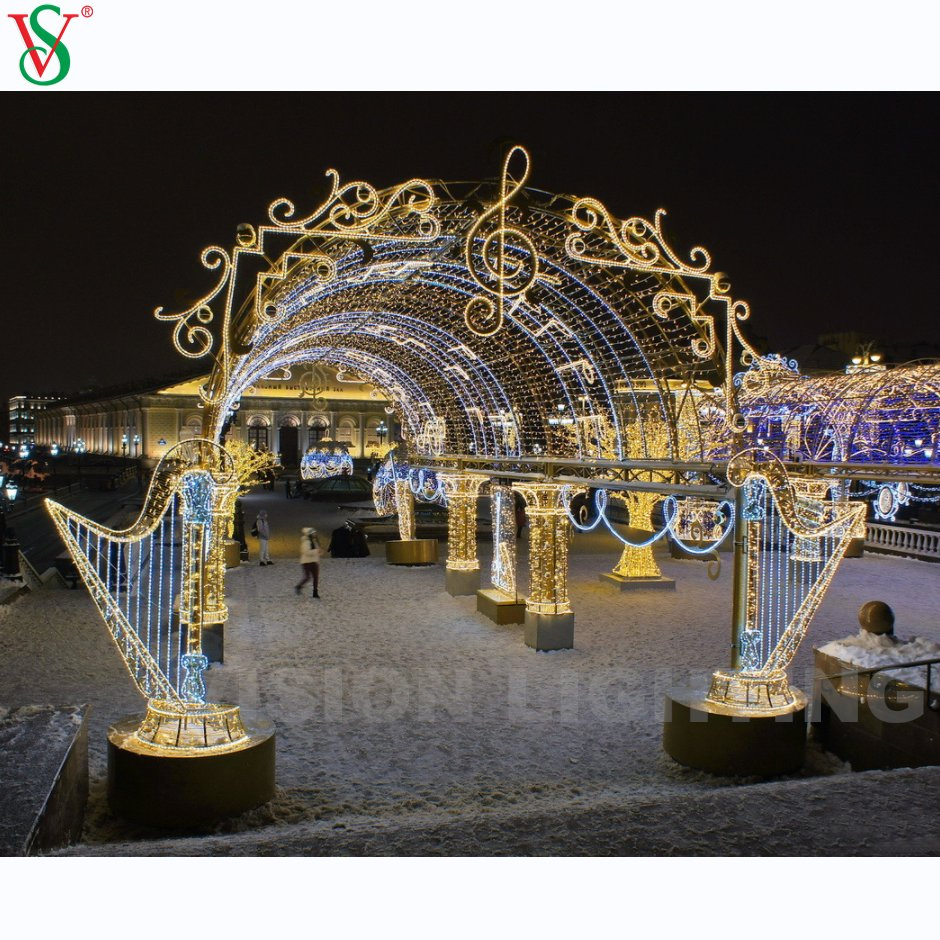 Waterproof Christmas Giant Arch Motif Decorations Lighting for Outdoor Plaza