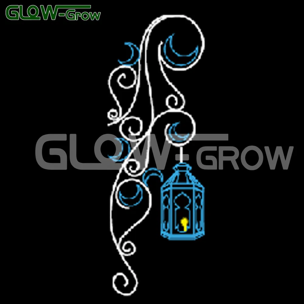 Waterproof 220V Large 2D Outdoor LED Ramadan National Day Festival Holiday Steet Mall Garden Motif Light with Steel Aluminum Frame Lantern Moon Shape