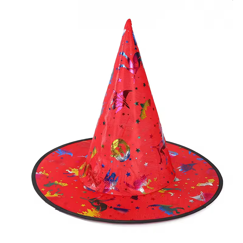 Halloween Gold Stamp Witch Wizard Hats Costume Accessory for Adult Kids Halloween Costumes Decoration