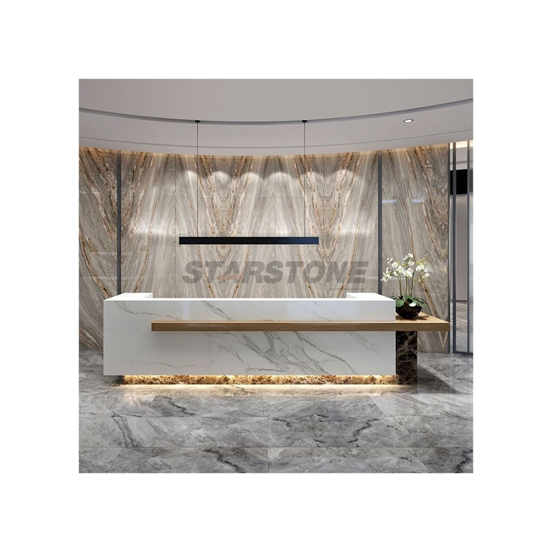 Newstar Natural Stone Marble Front Desk Reception Counter Special Design Marble Reception Desk Beauty Salon