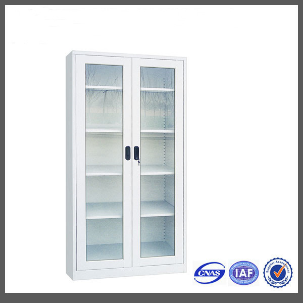 Double Door Metal Glass Door File Cabinet Office Storage Cupboard