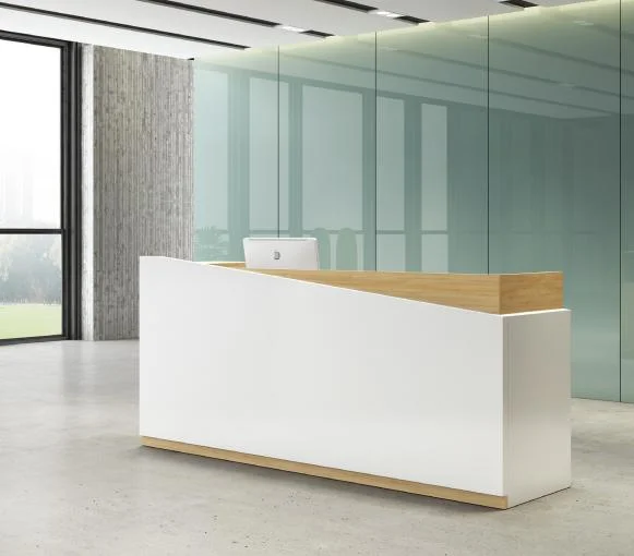 Reception Counter Hall Hotel Office 2025 New Design Modern Custom LED Light Wood Bar Shop Desk Counter Reception
