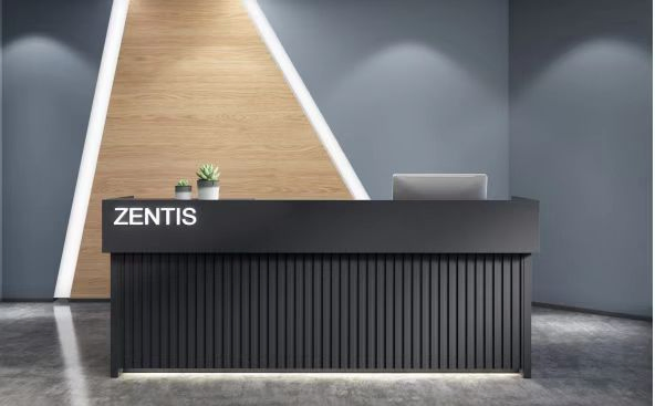 Reception Counter Hall Hotel Office 2025 New Design Modern Custom LED Light Wood Bar Shop Desk Counter Reception