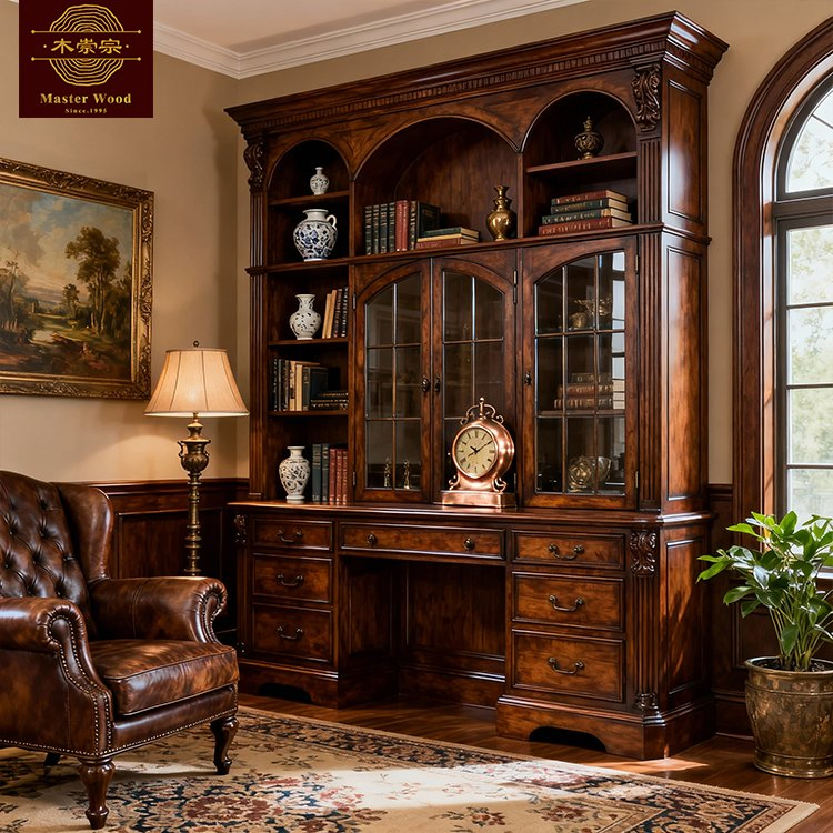 Whole House Customization Heritage Farmhouse Floor-to-Ceiling Warm Ambient Lighting Hidden Compartments for Private Office - Custom Bookcase