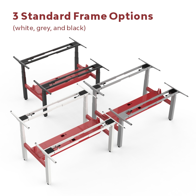 High Quality 4 Legs Face to Face 4 Motor Adjustable Sit Stand Electric Standing Ergonomic Dual Workstation Stand up Desk Base for Office Furniture Supplier