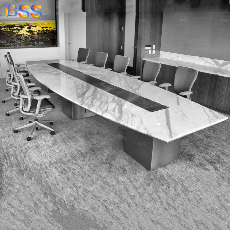 Marble Conference Table Boat Shaped 10 Foot Small 8 Person Boat Conference Room Table for Sale