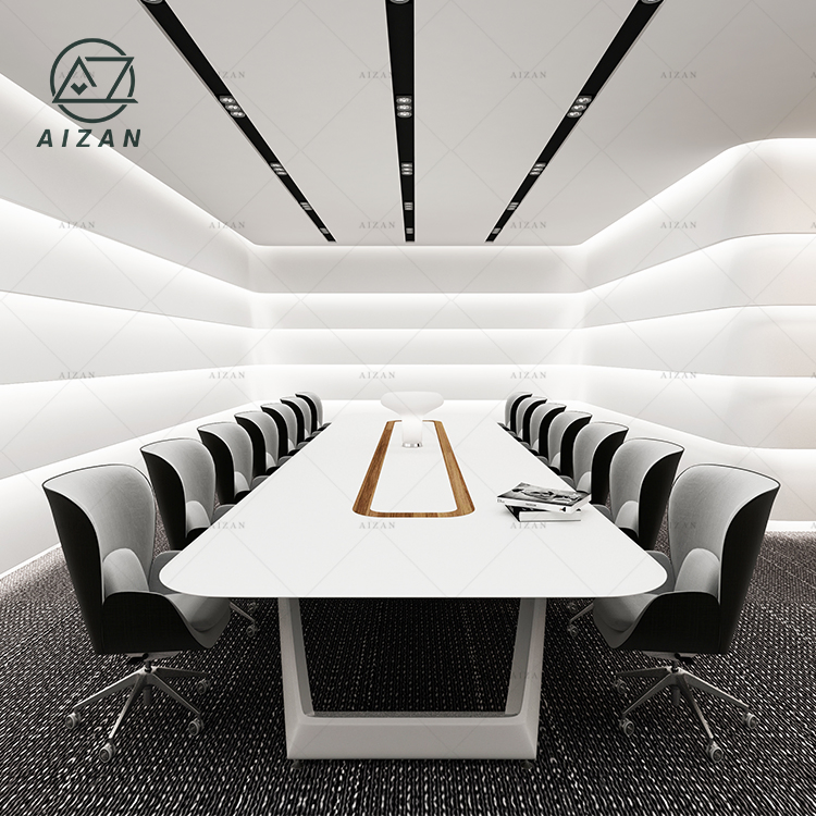 Artificial Stone Meeting Table Desk Luxury White Conference Desk Boardroom Table with Customized Size