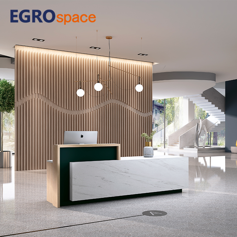 Egrospace Modern Style White Person Beauty Counters Material Wood Design Standard Reception Desk