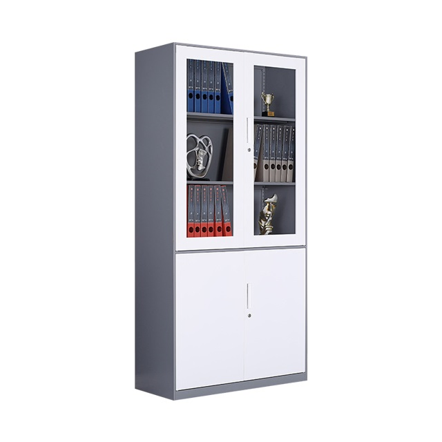 Modern Slim Metal Office Storage Cupboard with Four Doors