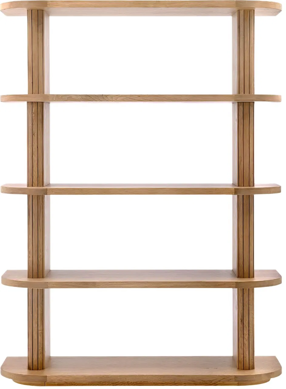 Minimalist Solid Wood Open Shelf Bookcase Natural Finish Five Tier Storage Space Perfect for Living Room Home Office or Study Room Durable and Stylish Bookcase
