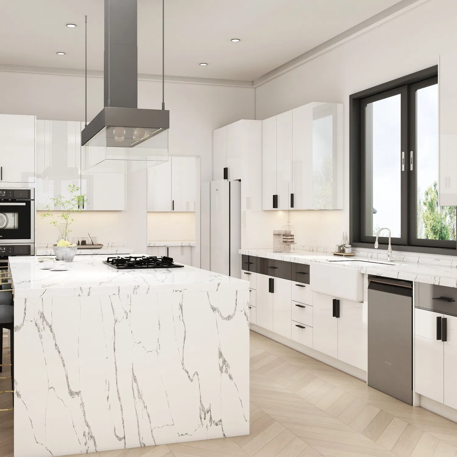 Foshan Factory White Shaker House Kitchen Cabinet Storage Cupboard