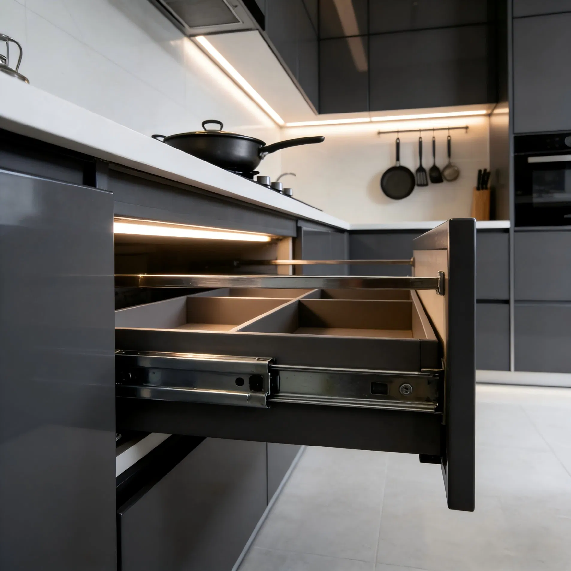 Custom Acrylic Storage Cupboard with Soft Close Doors