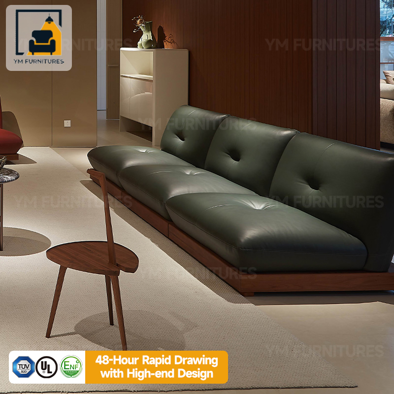 Quality Luxury Sectional Couch Office Conference Room Premium Lounge Chair Modular Comfy Leather&amp; Wood Sofa Furniture