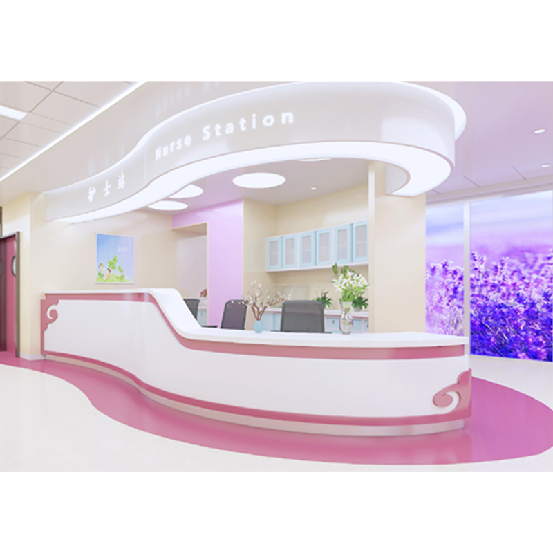 Furniture Manufacturer Provides Tandard Dimension Salon Pink Furniture Reception Desk for Hospital Pediatric Obstetrics and Gynecology