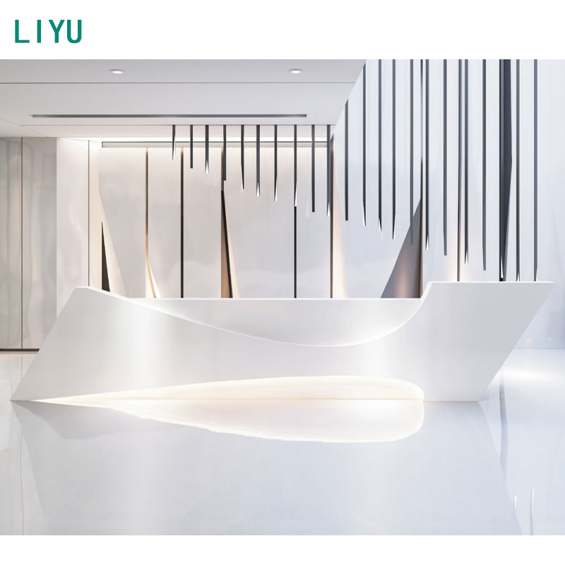 Liyu High End Modern Luxurious Office Building Furniture Large Front Desk Salon SPA Beauty Lobby Welcome Reception Desk