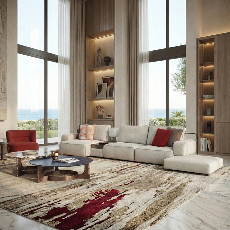 4 Seater Velvet Sectional Sofa Modern Style Metal Design L Shape Couch for Office Lounge