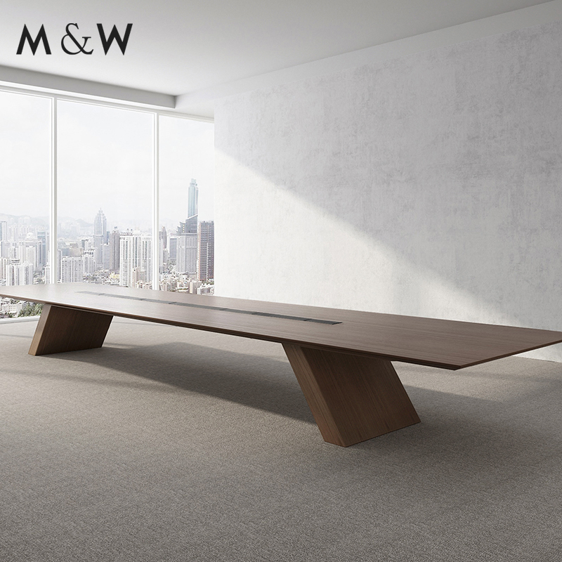 M&W Office Furniture Movable 20 Person Modern Office Boardroom Veneer Meeting Conference Table