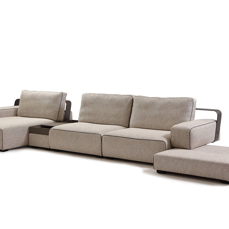 4 Seater Velvet Sectional Sofa Modern Style Metal Design L Shape Couch for Office Lounge