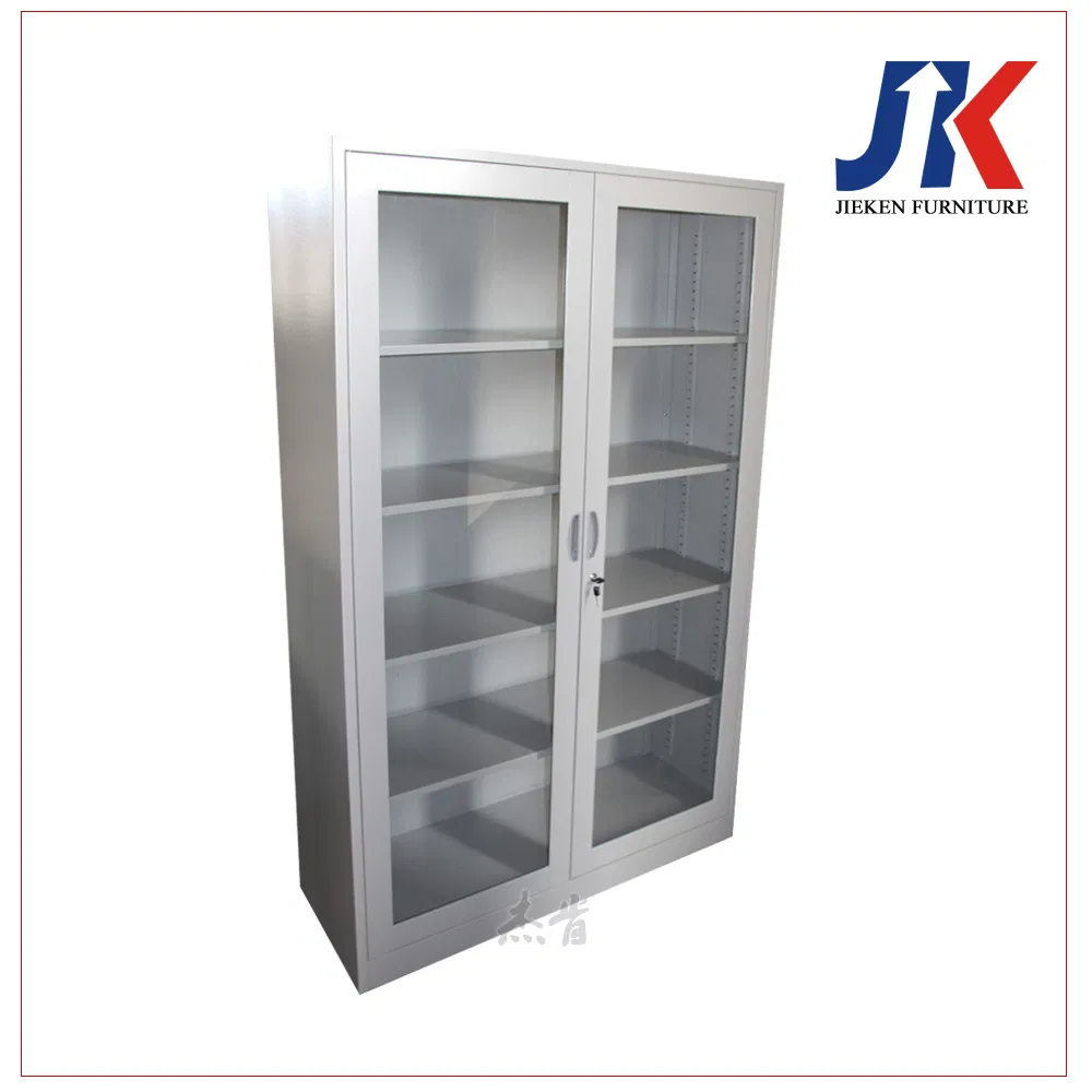 Double Door Metal Glass Door File Cabinet Office Storage Cupboard