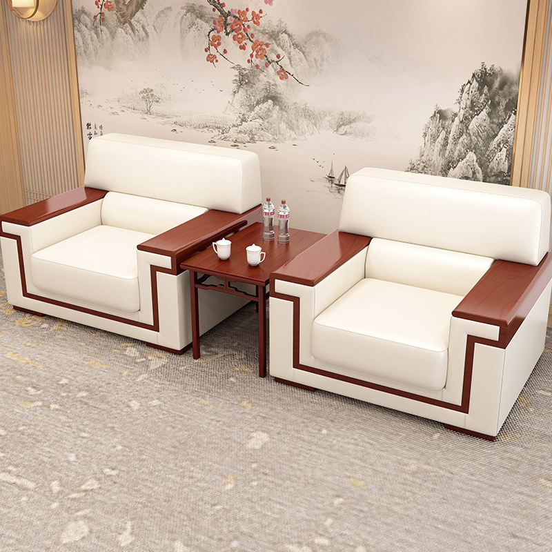 Contemporary Comfortable High Quality Big Seat Latest Design Leather Reception Lounge Office Sofa
