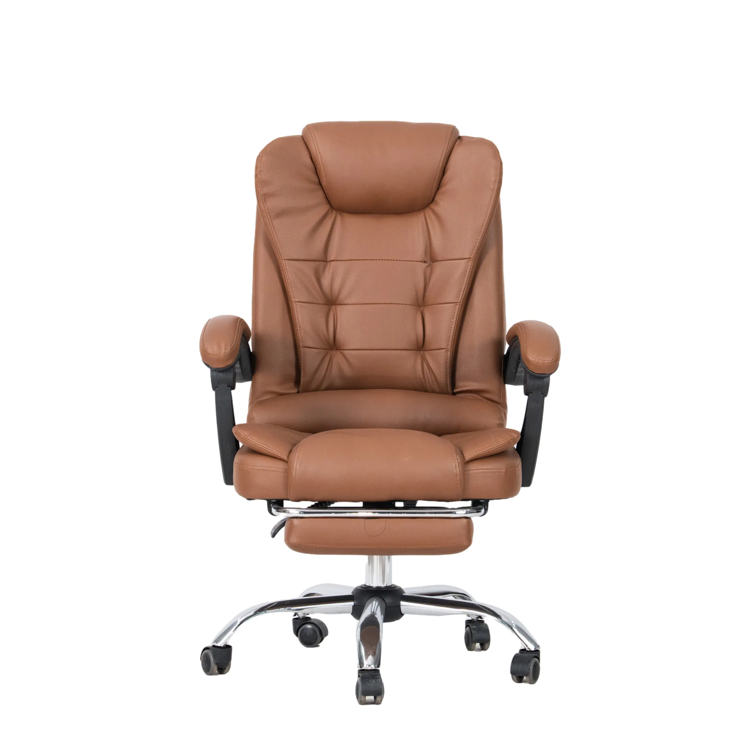 Luxury Computer Office Chair Brown High-Back Executive Office Chair with Padded Armrests Boss Chair
