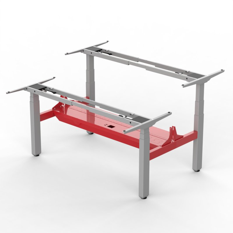 High Quality 4 Legs Face to Face 4 Motor Adjustable Sit Stand Electric Standing Ergonomic Dual Workstation Stand up Desk Base for Office Furniture Supplier