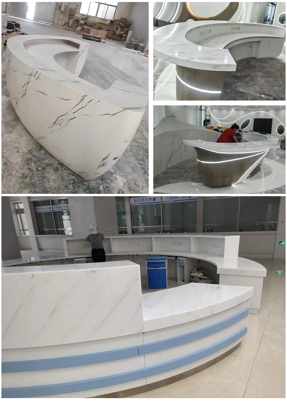 Customizable Artificial Stone Reception Desk for Stylish Businesses