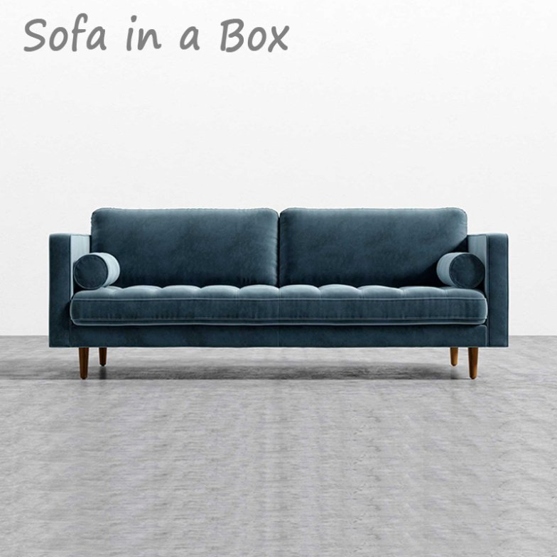 Cooc Velvet Sectional Fabric Lounge Furniture Set Sofa Cum Bed Couch Tufted Office Sofa