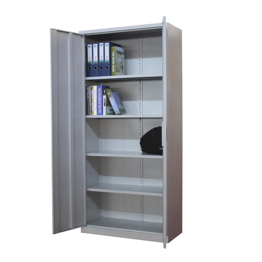 Office Steel 2 Swing Doors Lockers Cabinet Steel Filing Cabinet Date Storage Cupboard with 4 Adjustable Shleves