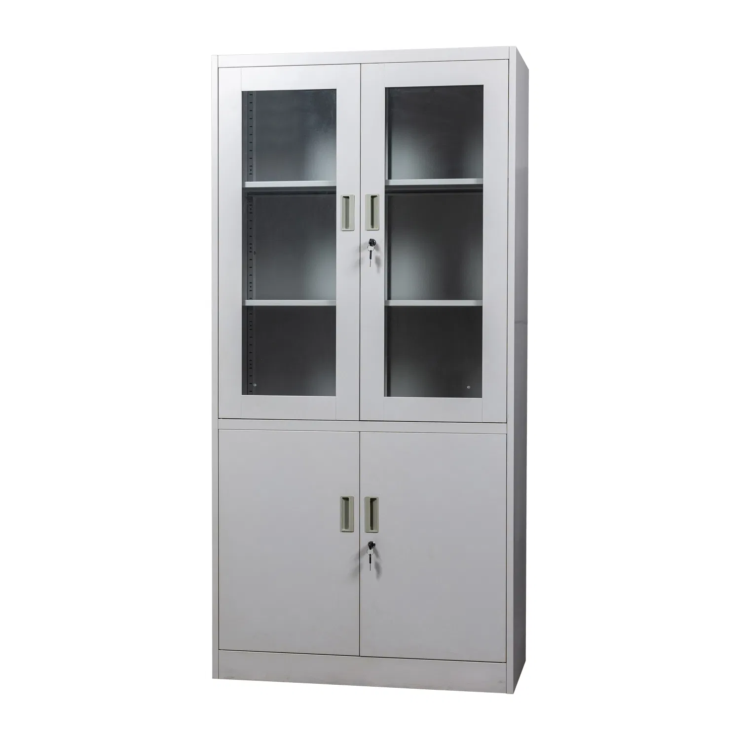 Glass &amp; Solid Doors Metal Storage Cabinet Lockable Steel Office Filing Cabinet with Shelves