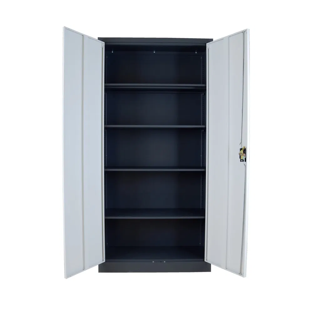 Office Steel 2 Swing Doors Lockers Cabinet Steel Filing Cabinet Date Storage Cupboard with 4 Adjustable Shleves