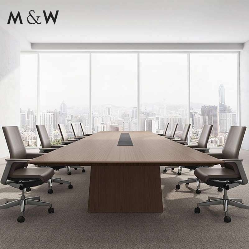 M&W Office Furniture Movable 20 Person Modern Office Boardroom Veneer Meeting Conference Table