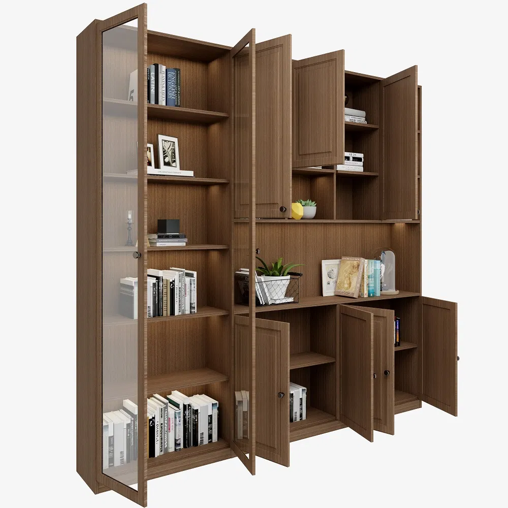 with Doors Household Office Use Open Wooden Bookshelves Bookcase