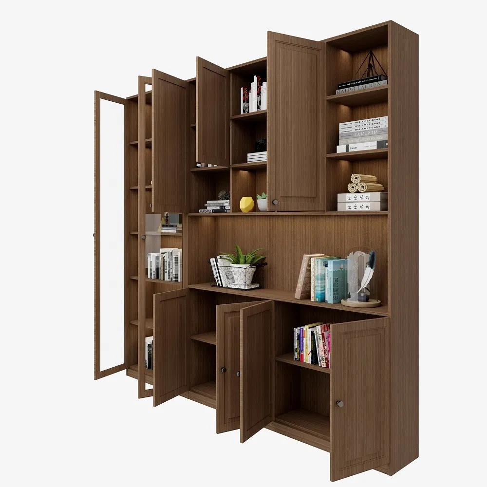 with Doors Household Office Use Open Wooden Bookshelves Bookcase