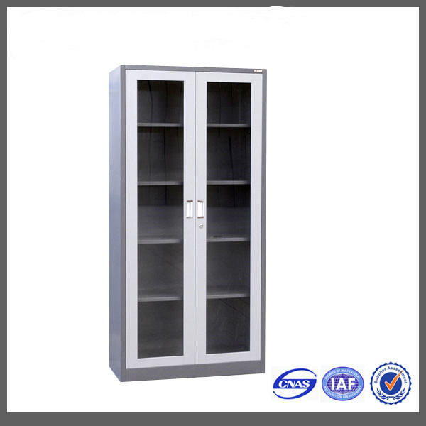 Double Door Metal Glass Door File Cabinet Office Storage Cupboard