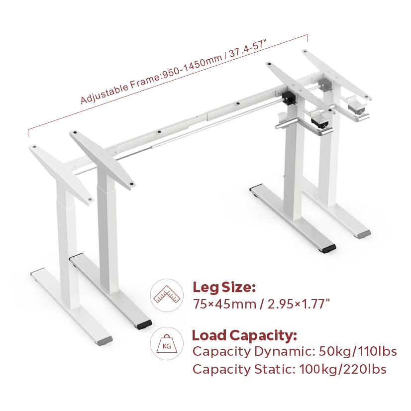 New Trends Manual Freestanding Hand-Crank Height Adjustable Study Manual Table Ergonomic Sit Stand Office Computer Standing Desk Frame with Manual Control