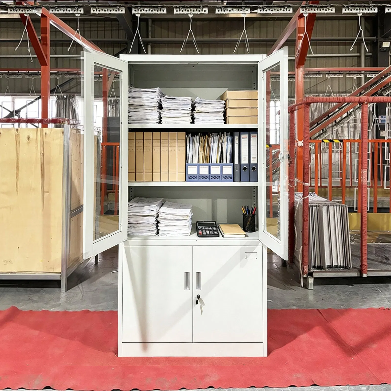 Customize Glass Door Lockable Steel Filing Cabinet Metal Office Storage File Cabinet